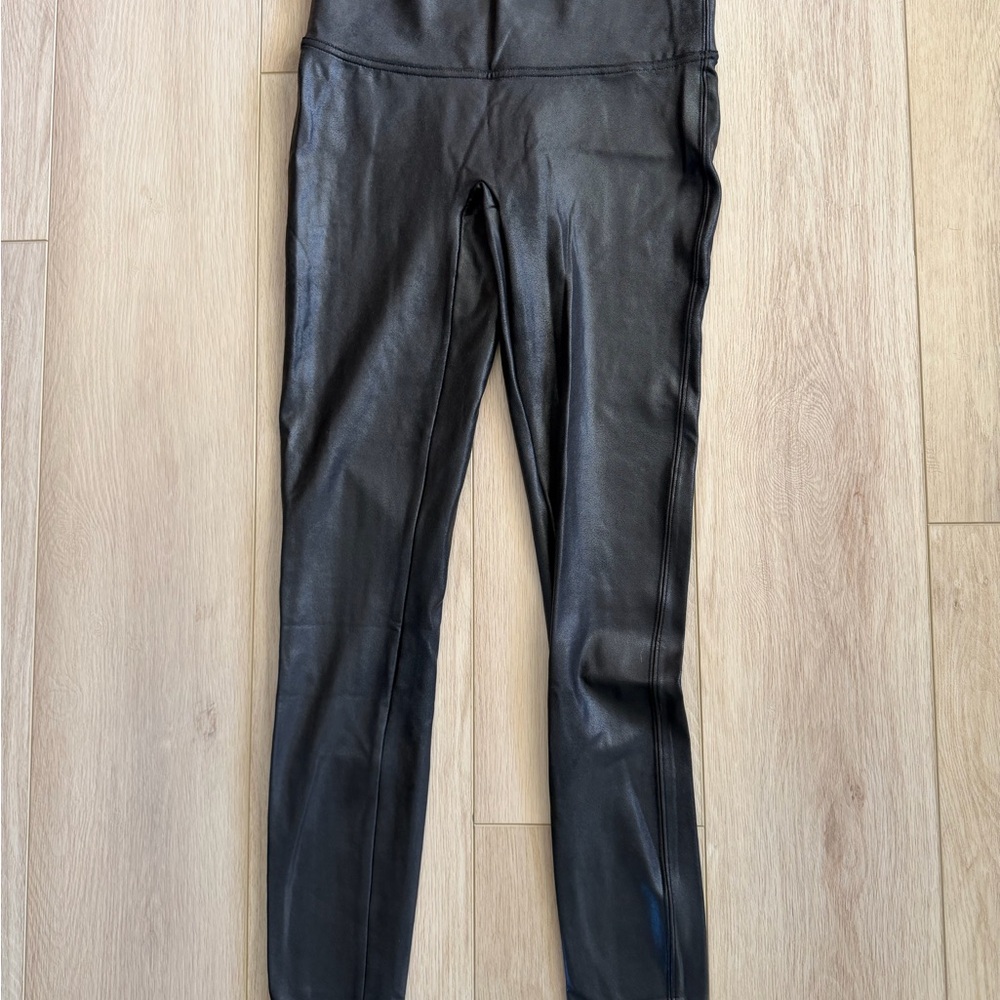 SPANX Black Faux Leather High-Waist Leggings
